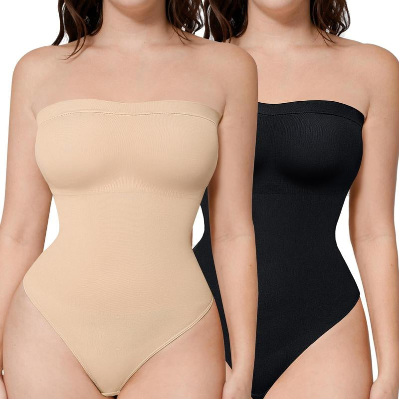 LOVERBEAUTY Strapless #Livestream Bodysuit for Women Removable Tummy Control Seamless Sculpt Thong Tops Fabric Fit Lady Womenswear Underwear Comfort