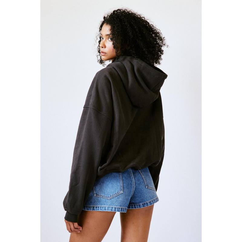470Gsm-Brooklyn Oversized Hoodie in Vintage Black - Cropped Streetwear Sweatshirts Pullover