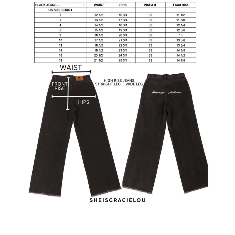 Cowboy Pillows Black Denim Straight Leg Jeans