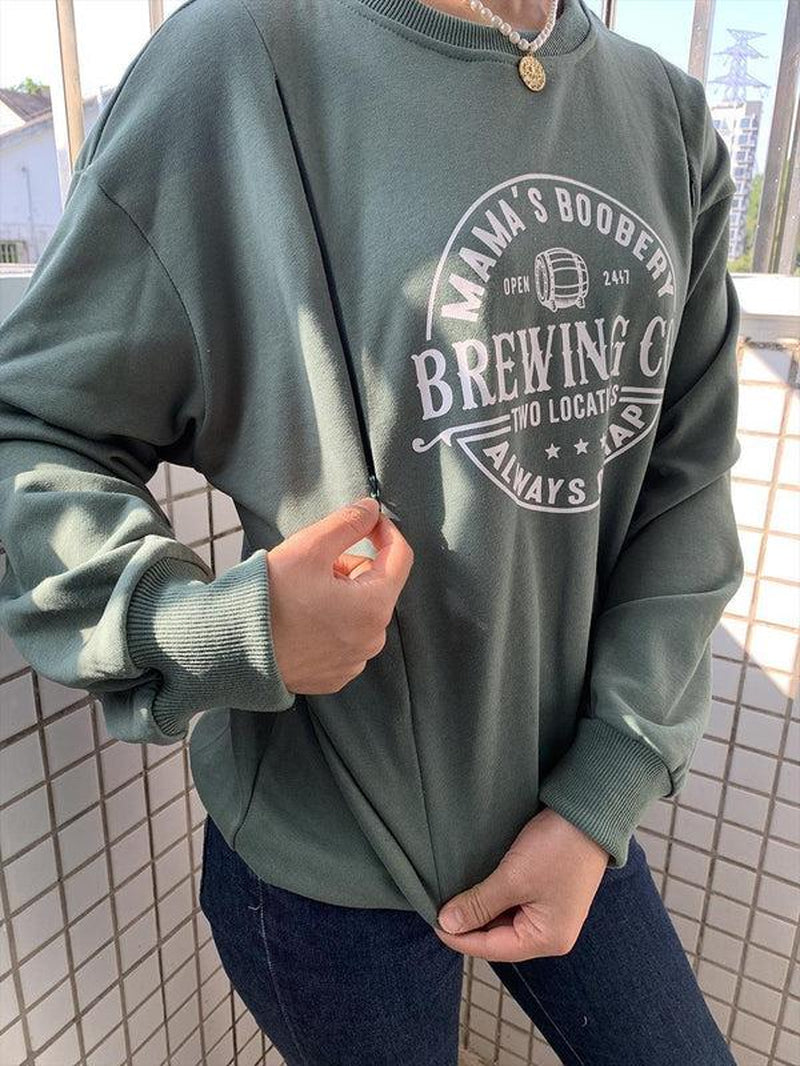Giftifymama Breastfeed Mama Boobery Brewing Sweatshirt, Breastfeeding Sweatshirt, Nursing Top, Push Present, New Mom Gift