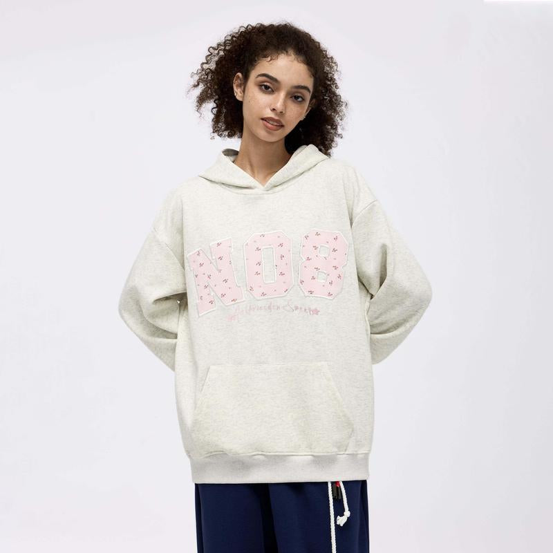 Aelfric Eden Womens Oversized Graphic Hoodies Y2K Flower Embroidery Number Print Pullover Hooded Sweatshirt Unisex