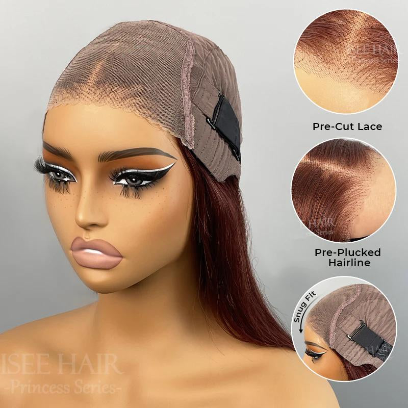 【Zakaiyah B.】ISEE Wear Go Kinky Curly Reddish Brown Color Glueless Human Hair 6*4 Lace Closure Wig Beginner Friendly Gifts for Girlfriend/Wife/Family Outdoorfun #Summervibes