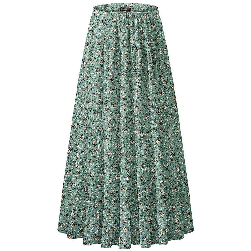 NASHALYLY Women'S Chiffon Elastic High Waist Pleated A-Line Flared Maxi Skirts Breathable & Comfortable Casual Summer Wear White Black Gymskirt
