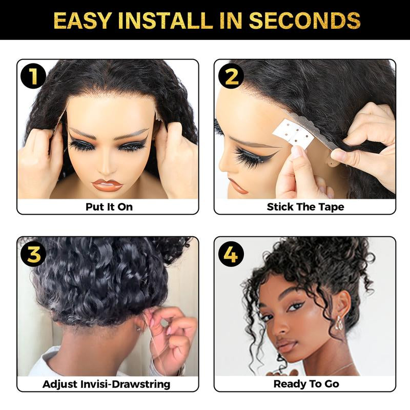 [NEW IN] OQ HAIR Pre-Cut Lace Kinky Straight 360 Full Lace Frontal Glueless Wig with Invisi Drawstring Pre Plucked Human Hair Wig #Dealsforyoudays