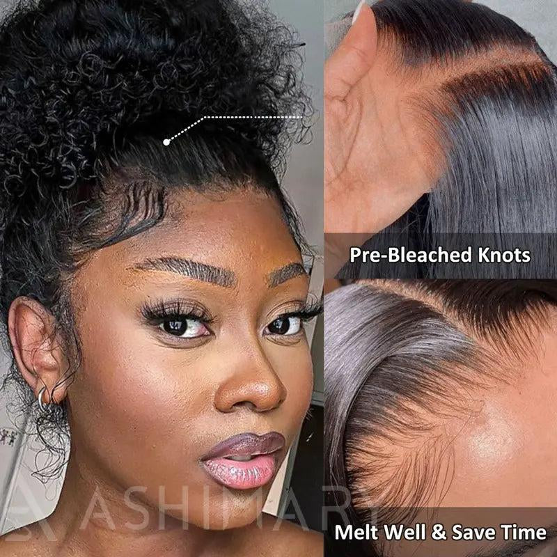 Kinky Curly Invisi Strap Snug Fit 360 Transparent Lace Frontal Bleached Knots Pre Cut Lace Wig with Drawstring #Tiktokshopbacktoschool