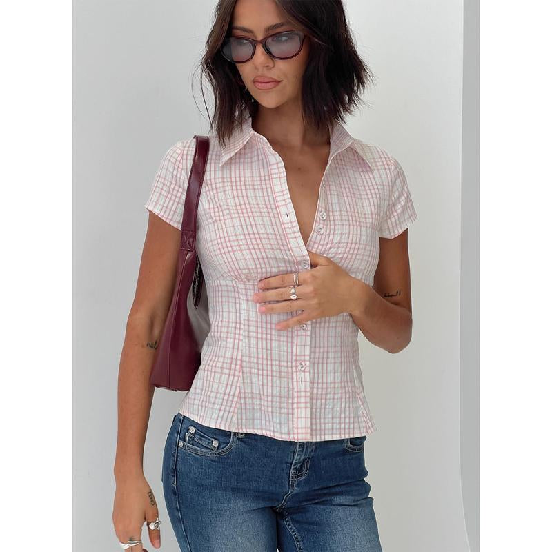 Cottesloe Blouse Top Pink Check