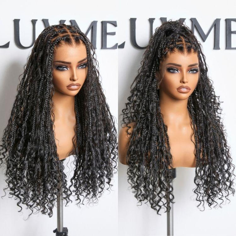 Luvme 26'' Full Lace Braided Wig Knotless Boho Braids Wig Island Twist Curls Flexi-Fit Invisi Drawstring Cap HD Full Lace Super Natural Scalp