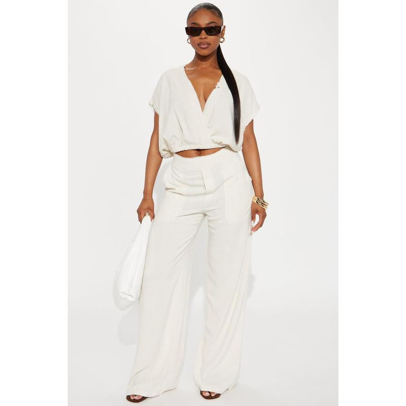 Marbella Linen Pant Set - Beige