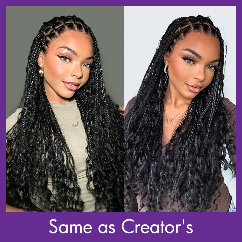 Luvme 26'' Full Lace Braided Wig Knotless Boho Braids Wig Island Twist Curls Flexi-Fit Invisi Drawstring Cap HD Full Lace Super Natural Scalp