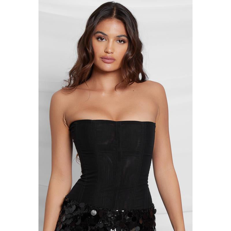 Black Mesh Corset Top by Muse