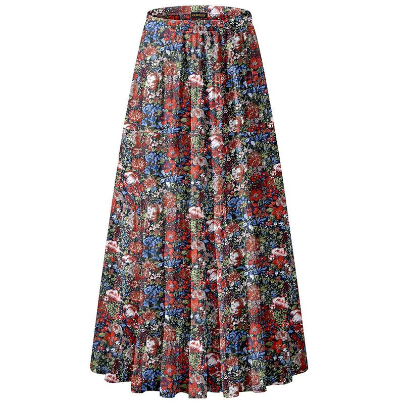 NASHALYLY Women'S Chiffon Elastic High Waist Pleated A-Line Flared Maxi Skirts Breathable & Comfortable Casual Summer Wear White Black Gymskirt