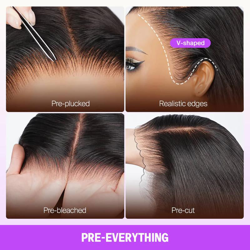 [HOT] Megalook 13X6 Glueless Lace Frontal Wig Pre-Everything Ear to Ear Natural Hairline HD Lace Skin Melted Silky Straight Human Hair Wigs with Drawstring