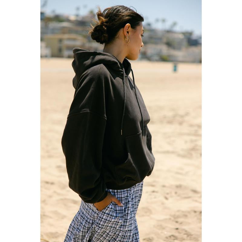 470Gsm-Brooklyn Oversized Hoodie in Vintage Black - Cropped Streetwear Sweatshirts Pullover