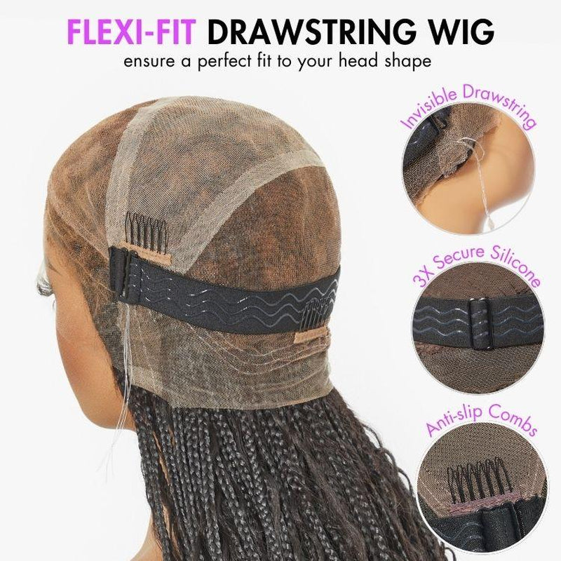 Luvme 26'' Full Lace Braided Wig Knotless Boho Braids Wig Island Twist Curls Flexi-Fit Invisi Drawstring Cap HD Full Lace Super Natural Scalp