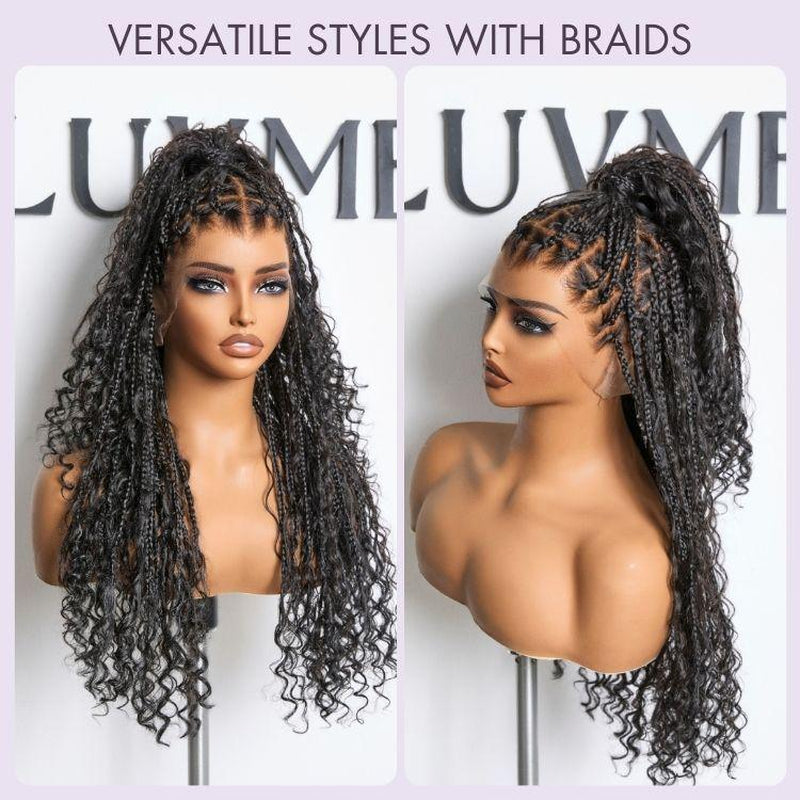 Luvme 26'' Full Lace Braided Wig Knotless Boho Braids Wig Island Twist Curls Flexi-Fit Invisi Drawstring Cap HD Full Lace Super Natural Scalp