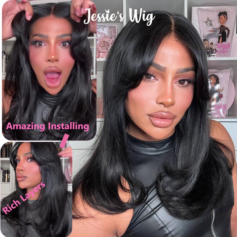 Jessie'S Wig Face Framing Curtain Bangs Glueless Wig Skip Salon 9X6 7X5 Lace Wig for Women