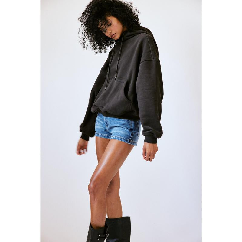 470Gsm-Brooklyn Oversized Hoodie in Vintage Black - Cropped Streetwear Sweatshirts Pullover