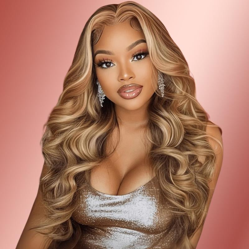 Unice Glueless Honey Blonde Highlights Body Wave Wig with Drawstring Pre Cut 7X5 HD Lace Human Hair Wigs with Bleached Knots Beginners Friendly Ready and Go Dealsforyoudays