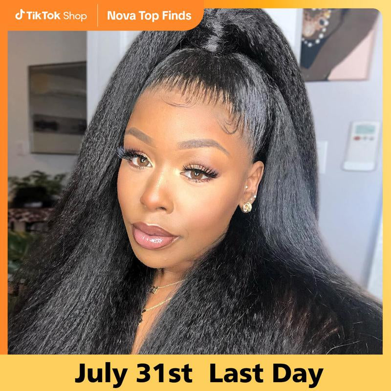 [NEW IN] OQ HAIR Pre-Cut Lace Kinky Straight 360 Full Lace Frontal Glueless Wig with Invisi Drawstring Pre Plucked Human Hair Wig #Dealsforyoudays