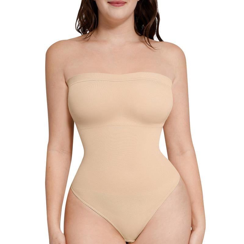 LOVERBEAUTY Strapless #Livestream Bodysuit for Women Removable Tummy Control Seamless Sculpt Thong Tops Fabric Fit Lady Womenswear Underwear Comfort