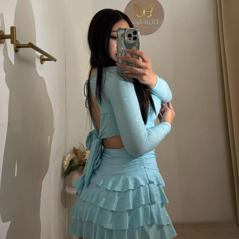 GG Glitter Romper Dress (Aqua)