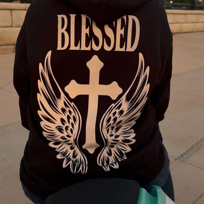 "BLESSED"- Reflective Biker Hoodie, Nighttime Hoodie, Reflective Hoodie, Black Pullover Hoodie, Reflective, Menswear, Womenswear