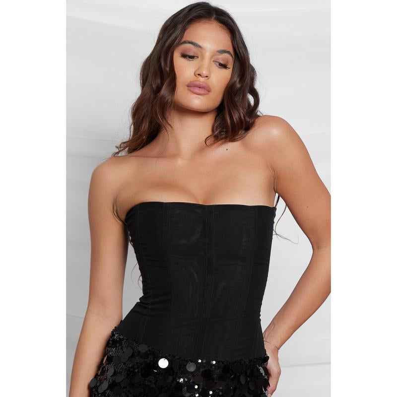 Black Mesh Corset Top by Muse