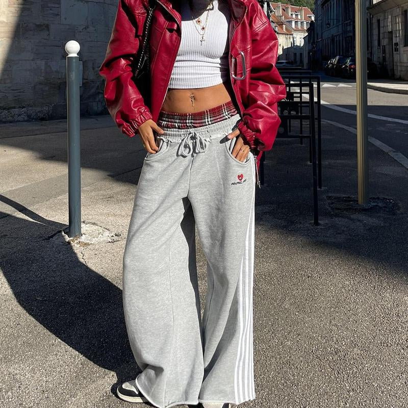 AELFRIC EDEN Plaid Patchwork Sweatpants Super Baggy Casual Sport Trousers for Men 100% Cotton Soft Comfy High Rise Loose Fit