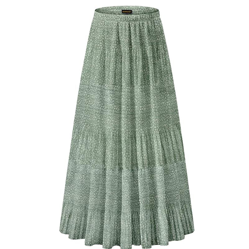 NASHALYLY Women'S Chiffon Elastic High Waist Pleated A-Line Flared Maxi Skirts Breathable & Comfortable Casual Summer Wear White Black Gymskirt