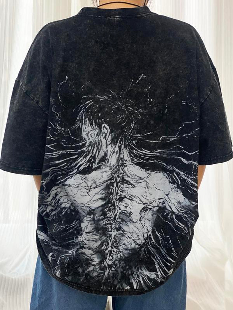 Eren Attack on Titan Cotton Wash T-Shirt Survey Corps Cosplay Short-Sleeved Novel Comfortable Unisex Clothing Top Tee Menswear Tshirt Streetwear Tropical