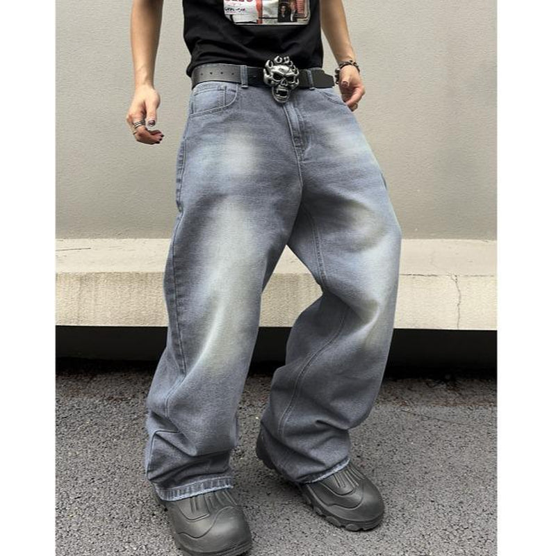 Tiktokshopbacktoschool Wide Leg Jeans Vintage Baggy Jeans Casual Loose Fit Denim Pants with Pockets