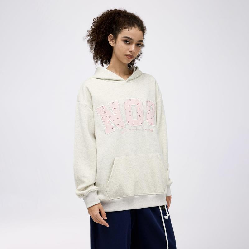 Aelfric Eden Womens Oversized Graphic Hoodies Y2K Flower Embroidery Number Print Pullover Hooded Sweatshirt Unisex