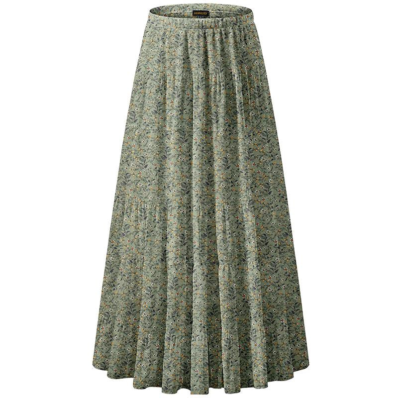 NASHALYLY Women'S Chiffon Elastic High Waist Pleated A-Line Flared Maxi Skirts Breathable & Comfortable Casual Summer Wear White Black Gymskirt