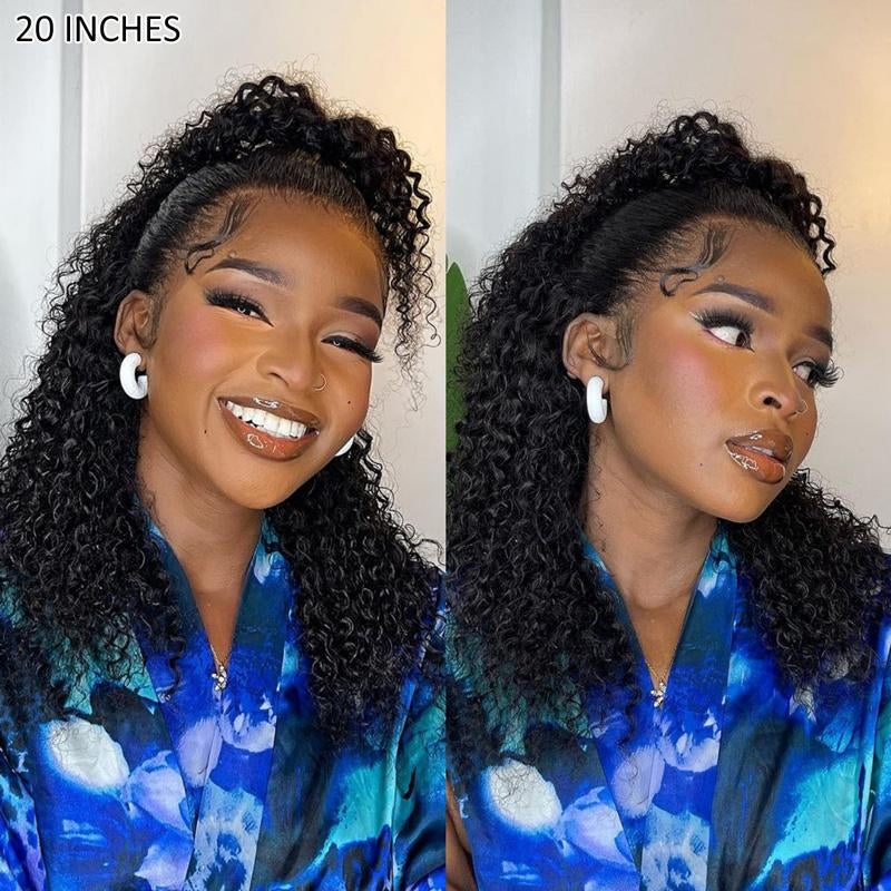 Kinky Curly Invisi Strap Snug Fit 360 Transparent Lace Frontal Bleached Knots Pre Cut Lace Wig with Drawstring #Tiktokshopbacktoschool