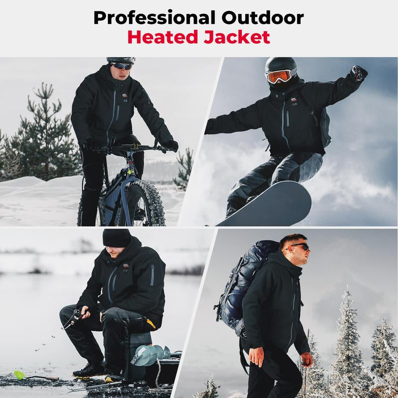 KEMIMOTO Heated Jackets with 9600Mah Battery Pack, Game Changer, Christmas Gift, Waterproof Winter Coat with Soft Shell, Electric Heating Coat for Outdoor