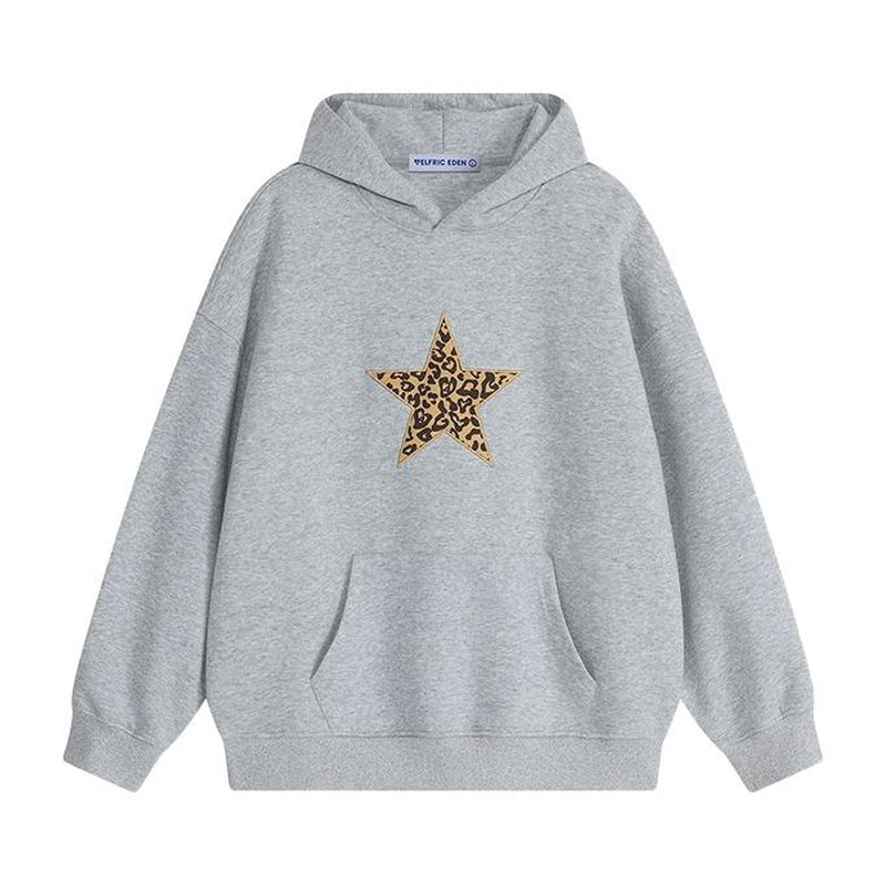 Aelfric Eden Hoodies Leopard Print Star Hoodie Graphic Hooded Pullover Sweatshirt Streetwear 2025 Trendy Tops Outfits