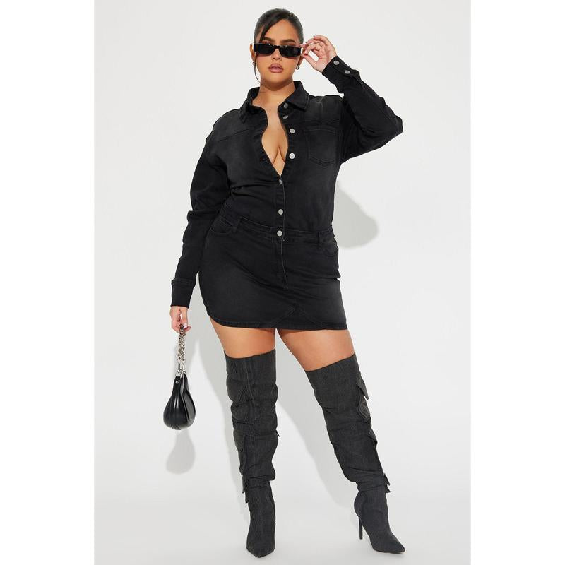 Belleville Denim Mini Dress - Black