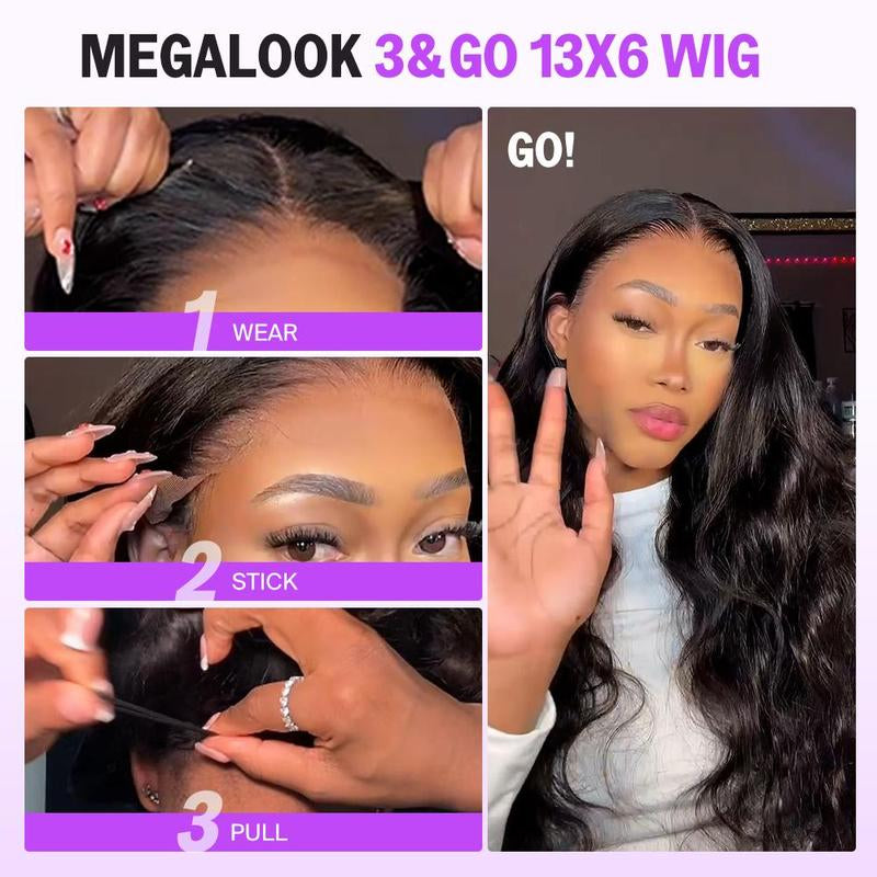 [NEW IN] Megalook 13X6 Glueless Full Lace Front Wig HD Transparent Lace Curls Wig Easy Wear Go Wig for Black Women Natural Hairline Beginners Friendly