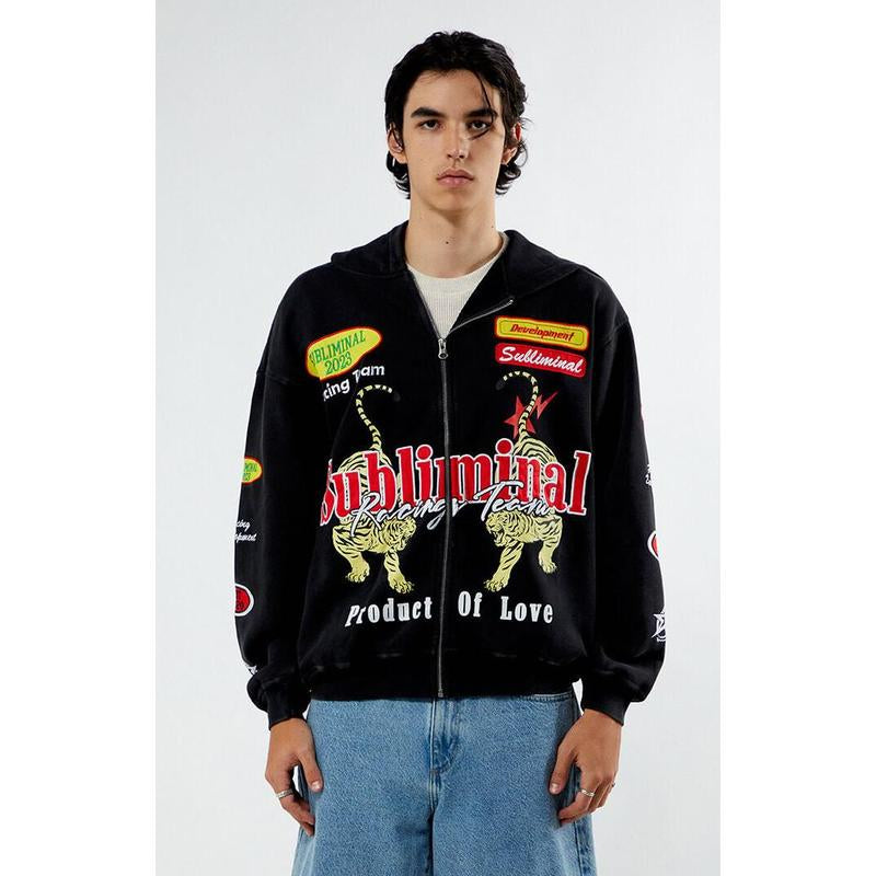 Pacsun Men'S Subliminal Racing Full Zip Hoodie