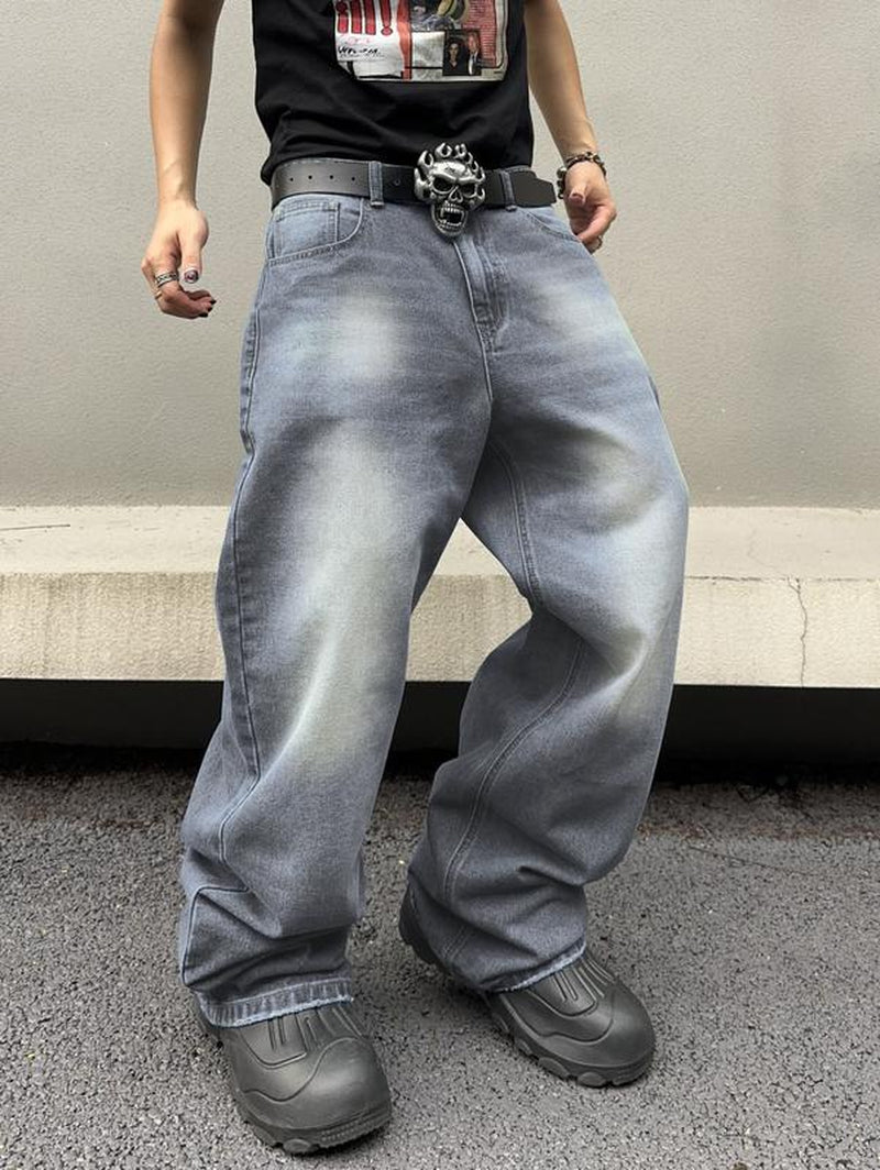 Tiktokshopbacktoschool Wide Leg Jeans Vintage Baggy Jeans Casual Loose Fit Denim Pants with Pockets