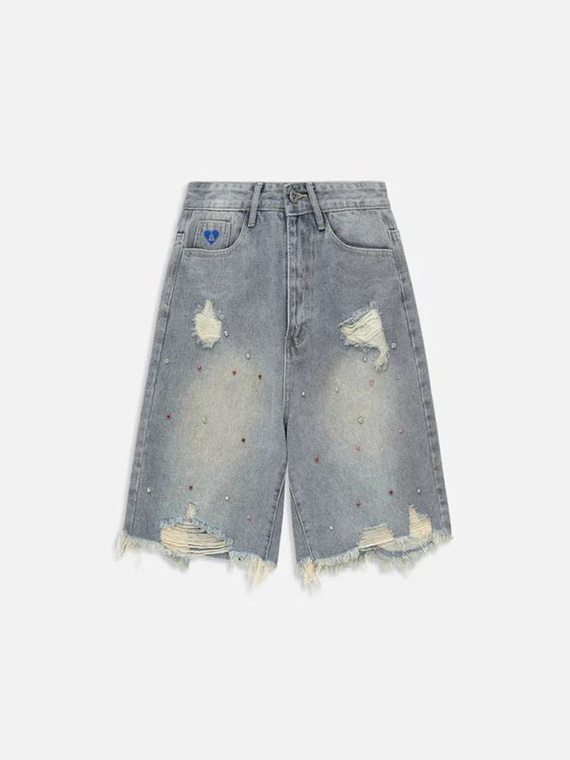 Aelfric Eden Y2K Rhinestone Jorts Baggy Shorts Summer 2025 Trends Streetwear Trendy Men'S Jorts Women'S Jorts Womenswear Bottom Pocket Clothes Cotton Denim