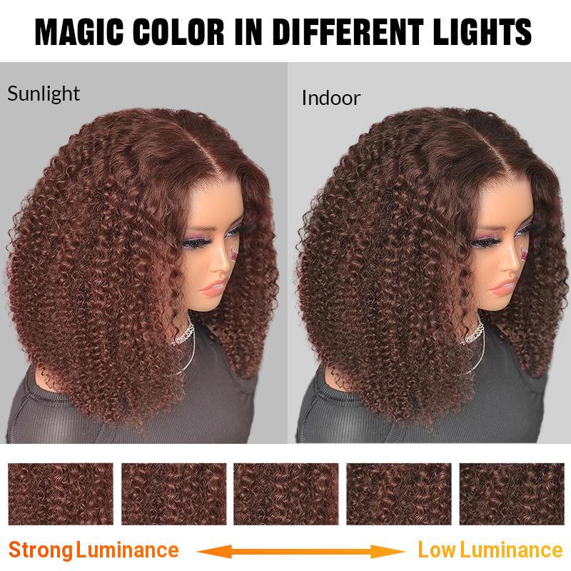 【Zakaiyah B.】ISEE Wear Go Kinky Curly Reddish Brown Color Glueless Human Hair 6*4 Lace Closure Wig Beginner Friendly Gifts for Girlfriend/Wife/Family Outdoorfun #Summervibes
