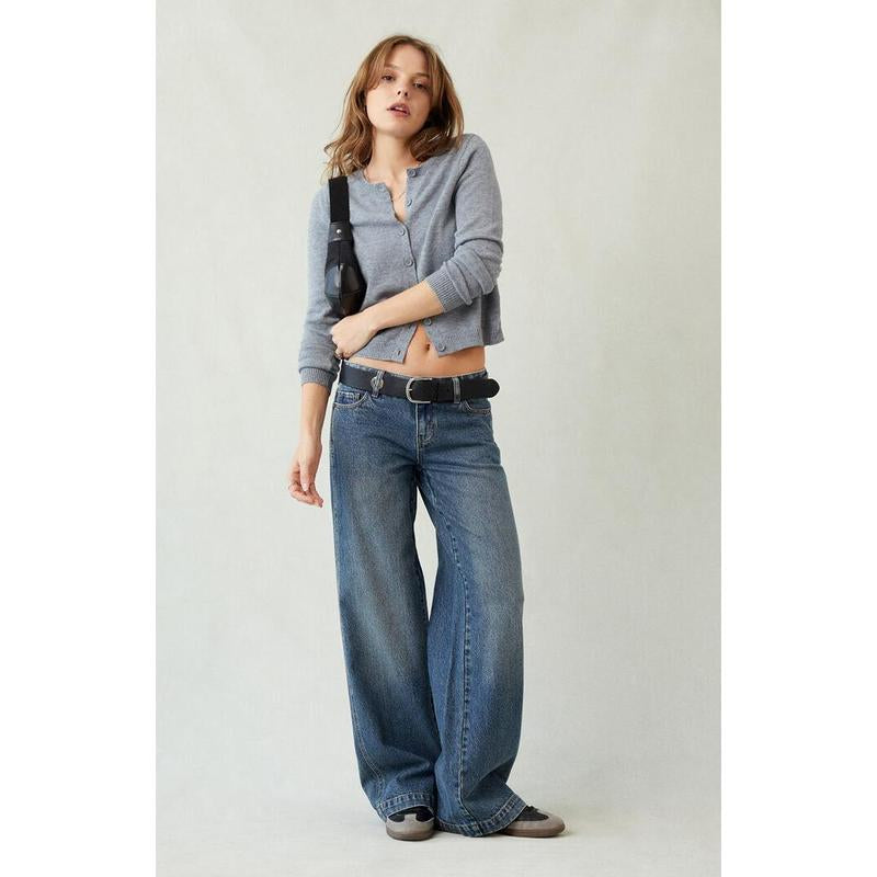 Pacsun Women'S Casey Low Rise Baggy Jeans Dark Indigo Tint